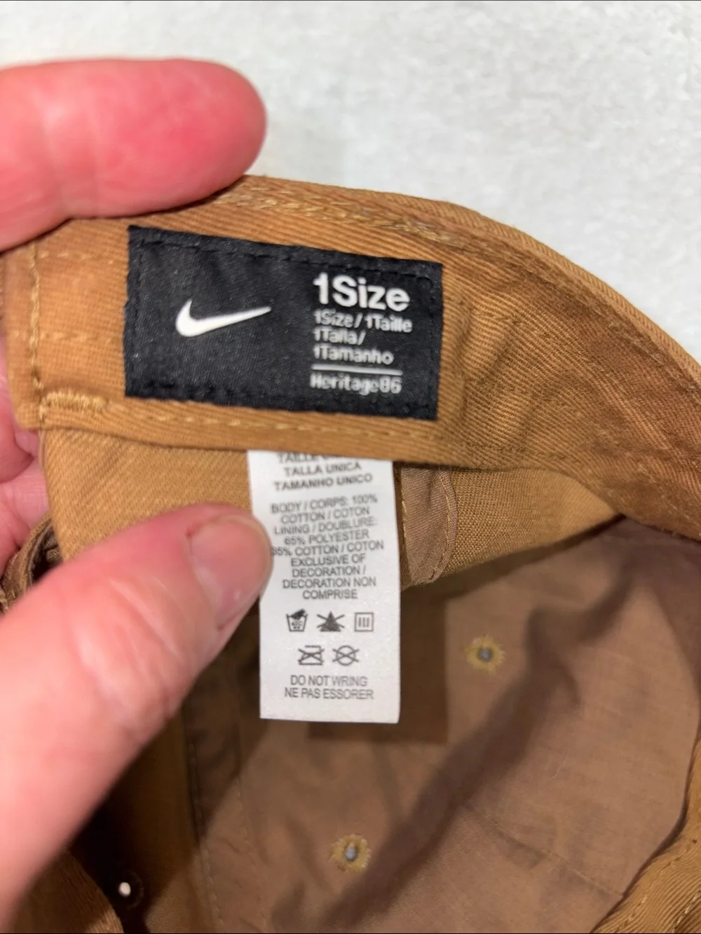 Nike structured future gold Brown Baseball Cap with White Swoosh os